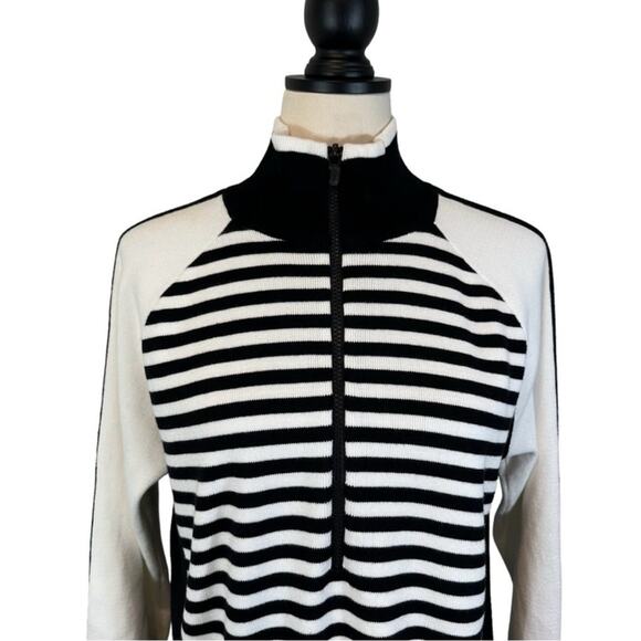 Y2K LRL Ralph Lauren Cotton Half Zip
Black White Stripe Sweater Size XL Preppy - Picture 3 of 13